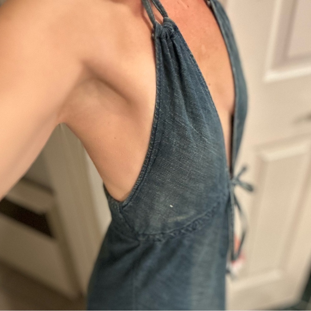 💫DIESEL Y2K Women’s Y2K Denim Maxi Bow Dress with Strings. RARE FIND - Picture 3 of 6
